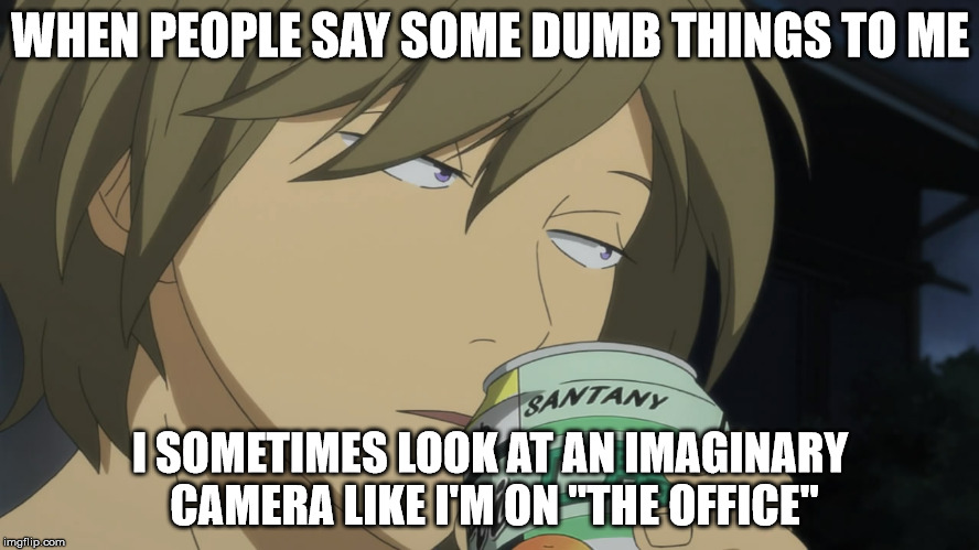 WHEN PEOPLE SAY SOME DUMB THINGS TO ME; I SOMETIMES LOOK AT AN IMAGINARY CAMERA LIKE I'M ON "THE OFFICE" | image tagged in stupid people | made w/ Imgflip meme maker