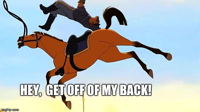 Get Off of my Back | HEY,  GET OFF OF MY BACK! | image tagged in spirit | made w/ Imgflip meme maker