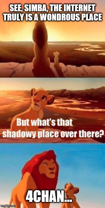 Simba Shadowy Place | SEE, SIMBA, THE INTERNET TRULY IS A WONDROUS PLACE; 4CHAN... | image tagged in memes,simba shadowy place | made w/ Imgflip meme maker