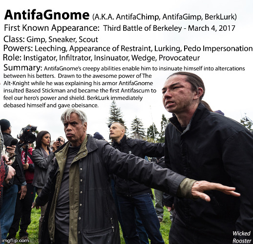 AntifaGnome BerkLurk AntifaChimp AntifaGimp  | image tagged in antifagnome berklurk antifachimp antifagimp,antifa,berkeley,berkeley facists,berkeley riots,uc berkeley | made w/ Imgflip meme maker