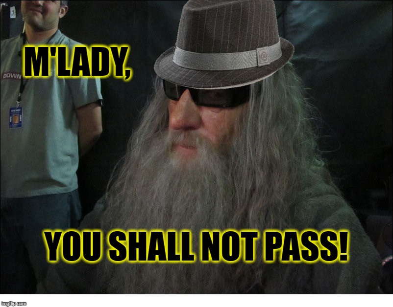 Neckbeard Gandalf | M'LADY, YOU SHALL NOT PASS! | image tagged in neckbeard | made w/ Imgflip meme maker