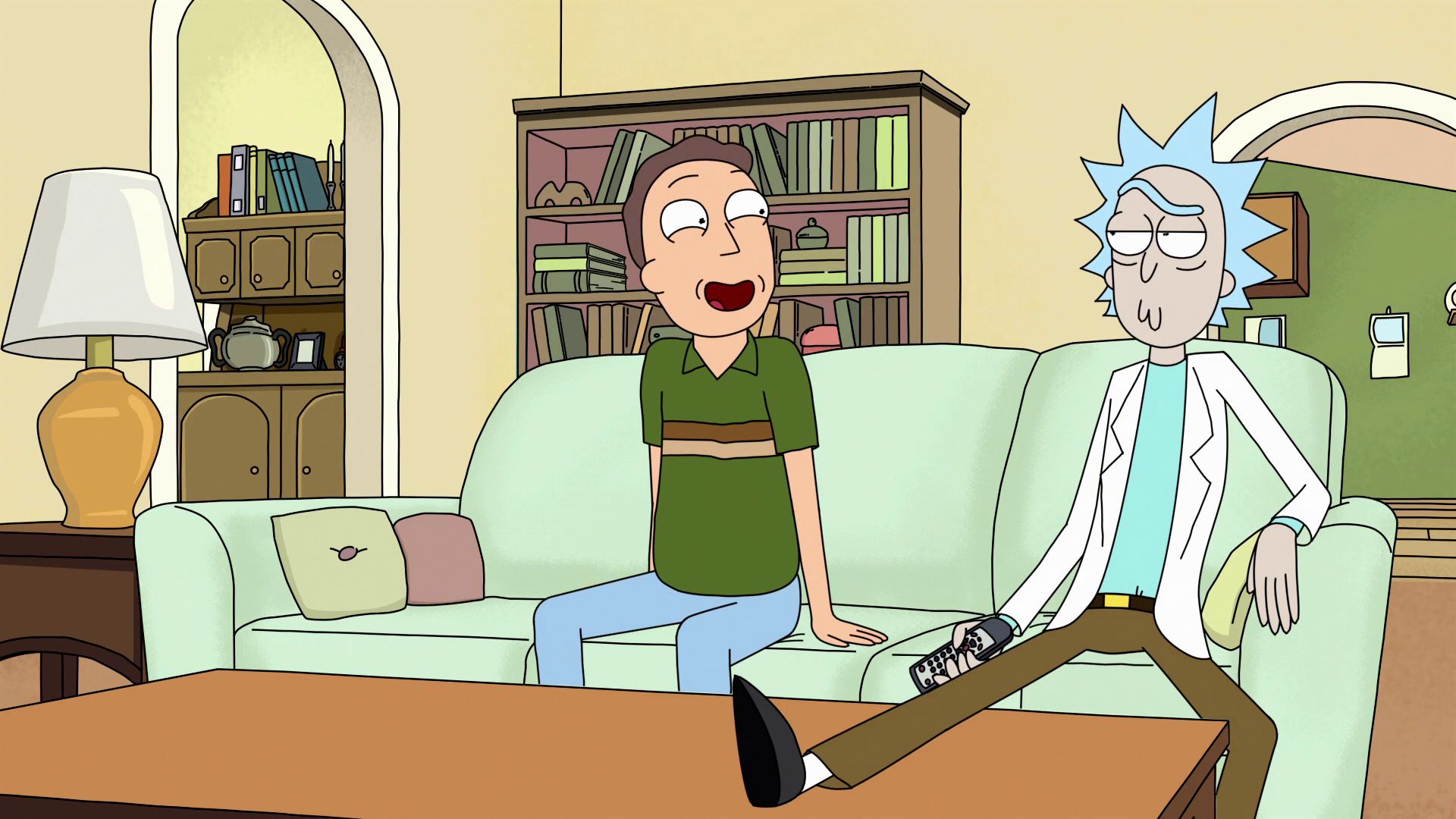 Jerry and Rick couch Blank Meme Template