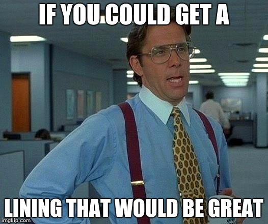 That Would Be Great | IF YOU COULD GET A; LINING THAT WOULD BE GREAT | image tagged in memes,that would be great | made w/ Imgflip meme maker