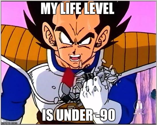 Vegeta over 9000 | MY LIFE LEVEL; IS UNDER -90 | image tagged in vegeta over 9000 | made w/ Imgflip meme maker