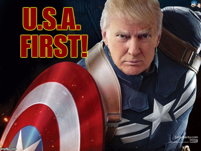 Trump @TheRealCaptainAmerica | U.S.A. FIRST! | image tagged in trump therealcaptainamerica | made w/ Imgflip meme maker