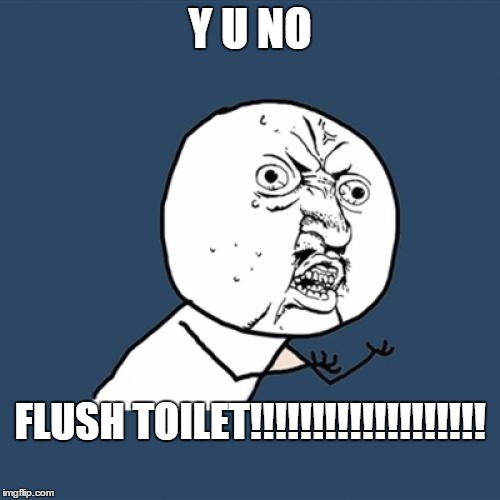 Y U No Meme | Y U NO; FLUSH TOILET!!!!!!!!!!!!!!!!!!! | image tagged in memes,y u no | made w/ Imgflip meme maker