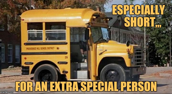 All aboard,,, | ESPECIALLY    SHORT,,, FOR AN EXTRA SPECIAL PERSON | image tagged in short yellow bus,speshul ed,special in the head,because you are,beep beep | made w/ Imgflip meme maker