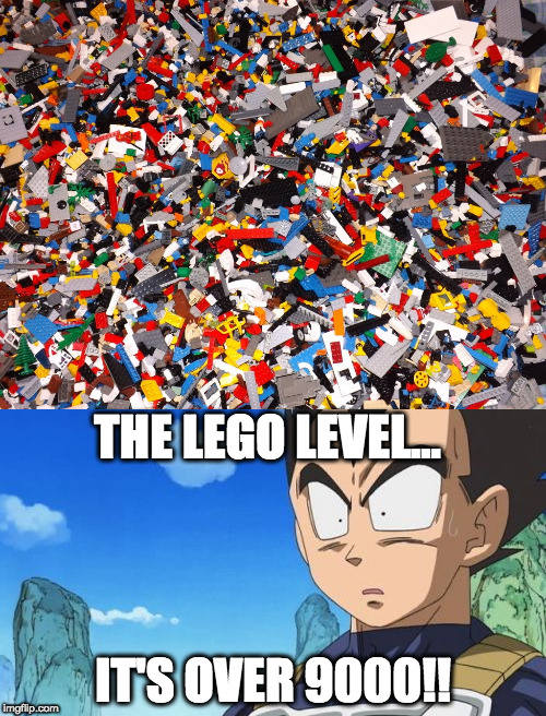 Lego levels | THE LEGO LEVEL... IT'S OVER 9000!! | image tagged in memes,funny memes,vegeta,vegeta over 9000,legos | made w/ Imgflip meme maker
