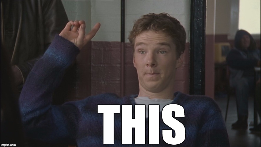 The Cumberbatch Agrees | THIS | image tagged in benedict cumberbatch,agree,this,pointing up | made w/ Imgflip meme maker