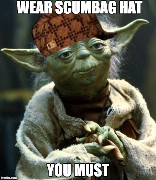 Star Wars Yoda | WEAR SCUMBAG HAT; YOU MUST | image tagged in memes,star wars yoda,scumbag | made w/ Imgflip meme maker