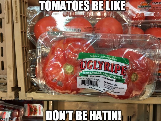 TOMATOES BE LIKE; DON'T BE HATIN! | image tagged in tomatoes,hatin,don't be,be like | made w/ Imgflip meme maker