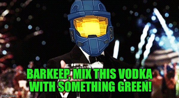Cheers Ghost | BARKEEP, MIX THIS VODKA WITH SOMETHING GREEN! | image tagged in cheers ghost | made w/ Imgflip meme maker
