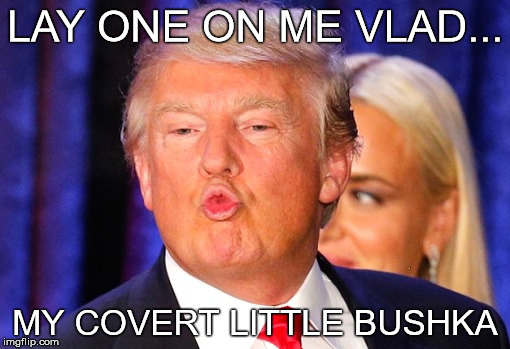 Donald Trump kiss face | LAY ONE ON ME VLAD... MY COVERT LITTLE BUSHKA | image tagged in donald trump kiss face | made w/ Imgflip meme maker