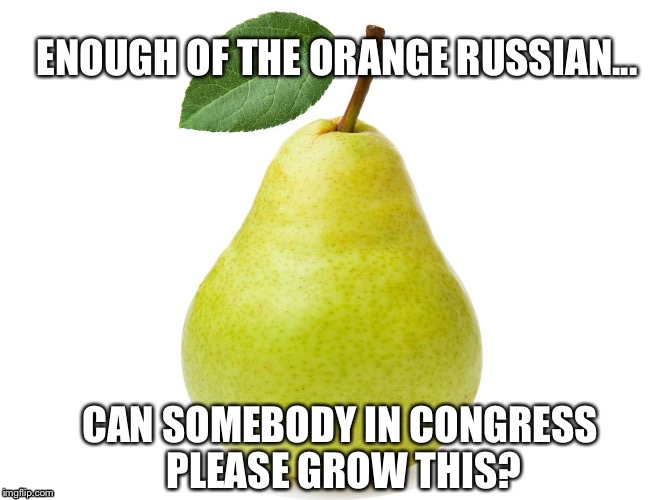 Grow a "Pear"... | ENOUGH OF THE ORANGE RUSSIAN... CAN SOMEBODY IN CONGRESS PLEASE GROW THIS? | image tagged in trump,russia,funny,congress | made w/ Imgflip meme maker