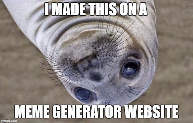 Awkward Moment Sealion Meme | I MADE THIS ON A; MEME GENERATOR WEBSITE | image tagged in memes,awkward moment sealion | made w/ Imgflip meme maker