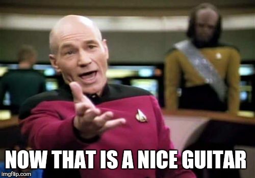Picard Wtf Meme | NOW THAT IS A NICE GUITAR | image tagged in memes,picard wtf | made w/ Imgflip meme maker
