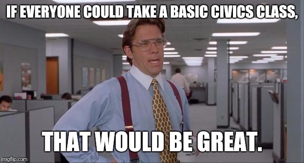 That Would Be Great | IF EVERYONE COULD TAKE A BASIC CIVICS CLASS, THAT WOULD BE GREAT. | image tagged in that would be great | made w/ Imgflip meme maker