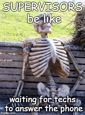 Waiting Skeleton Meme | SUPERVISORS be like; waiting for techs to answer the phone | image tagged in memes,waiting skeleton | made w/ Imgflip meme maker