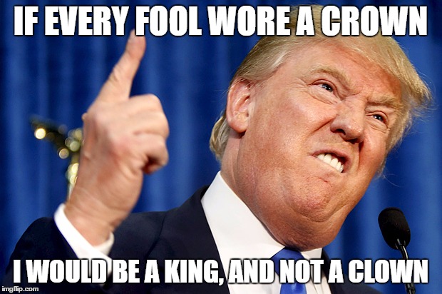 Donald Trump | IF EVERY FOOL WORE A CROWN; I WOULD BE A KING, AND NOT A CLOWN | image tagged in donald trump | made w/ Imgflip meme maker