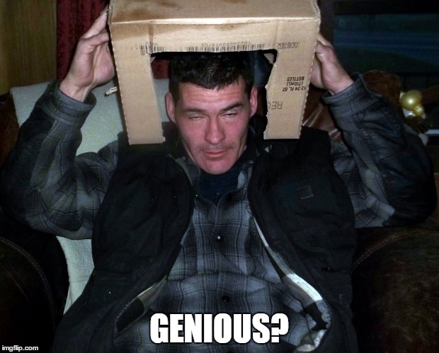 GENIOUS? | image tagged in brooks boxed genious | made w/ Imgflip meme maker