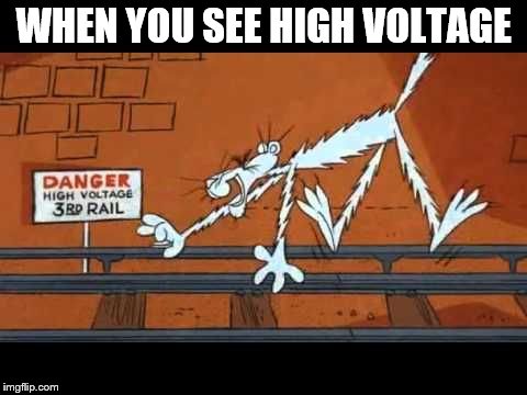 High Voltage  | WHEN YOU SEE HIGH VOLTAGE | image tagged in funny | made w/ Imgflip meme maker