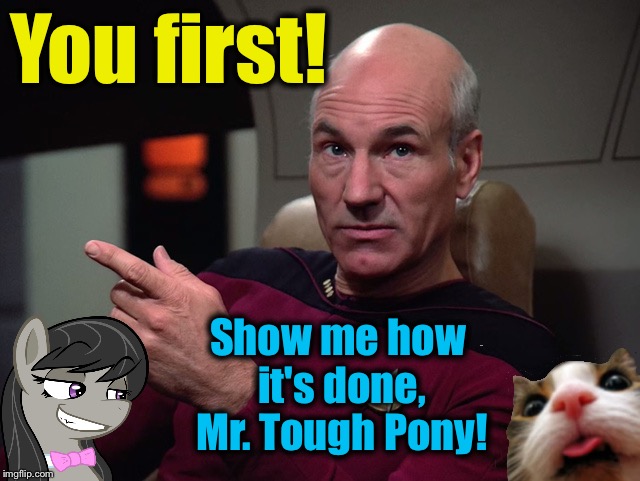 You first! Show me how it's done, Mr. Tough Pony! | made w/ Imgflip meme maker