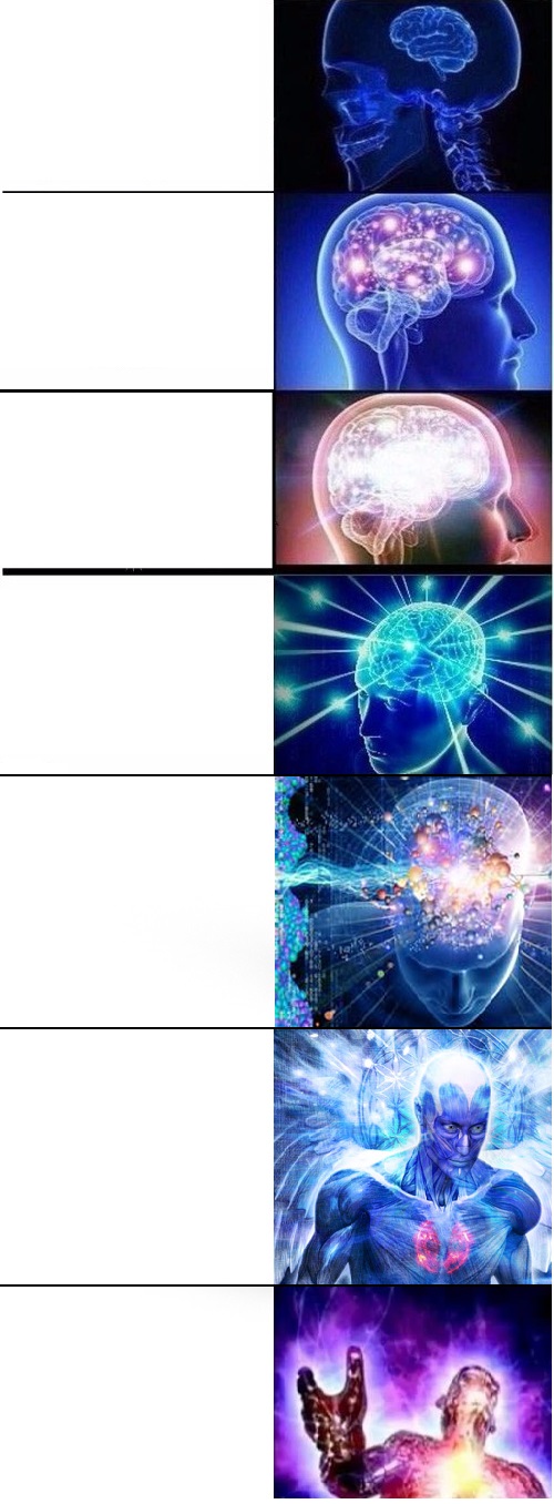 High Quality Expanding brain extended 2 Blank Meme Template