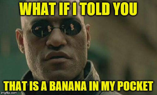 Matrix Morpheus Meme | WHAT IF I TOLD YOU THAT IS A BANANA IN MY POCKET | image tagged in memes,matrix morpheus | made w/ Imgflip meme maker