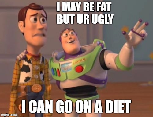 X, X Everywhere | I MAY BE FAT BUT UR UGLY; I CAN GO ON A DIET | image tagged in memes,x x everywhere | made w/ Imgflip meme maker