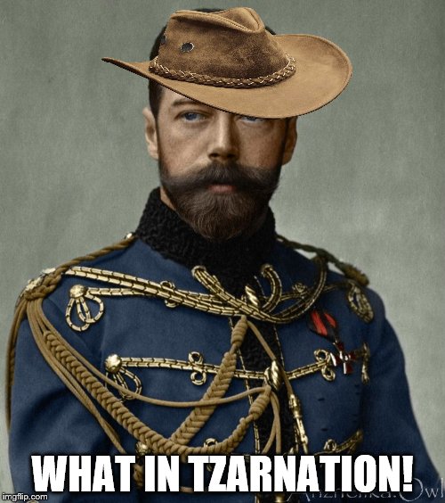 What in tarnation week entry | WHAT IN TZARNATION! | image tagged in what in tarnation week,tzar nicolas ii | made w/ Imgflip meme maker