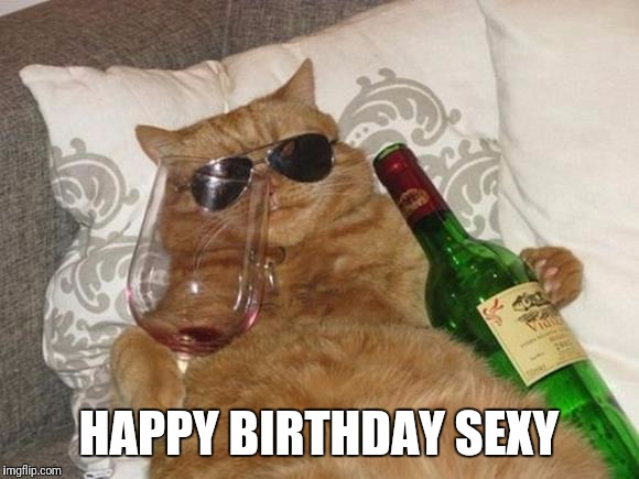 Funny Cat Birthday | HAPPY BIRTHDAY SEXY | image tagged in funny cat birthday | made w/ Imgflip meme maker