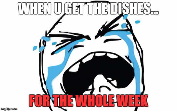 SO SAD | WHEN U GET THE DISHES... FOR THE WHOLE WEEK | image tagged in so sad | made w/ Imgflip meme maker