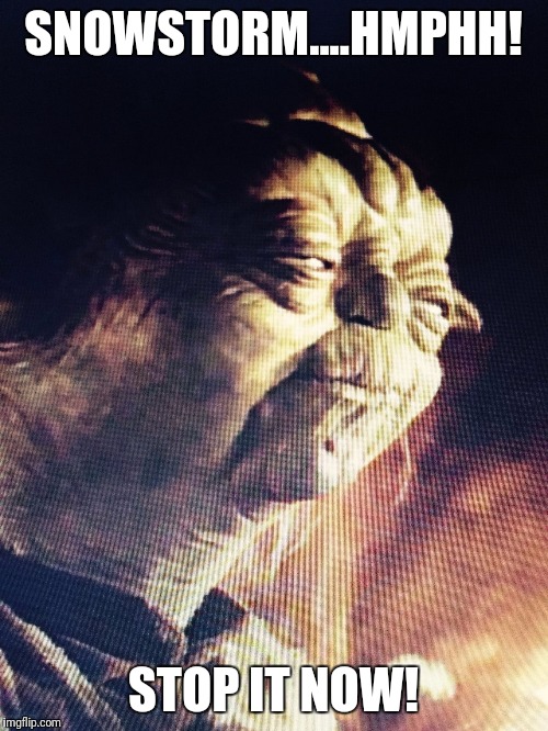 SNOWSTORM....HMPHH! STOP IT NOW! | image tagged in yoda | made w/ Imgflip meme maker