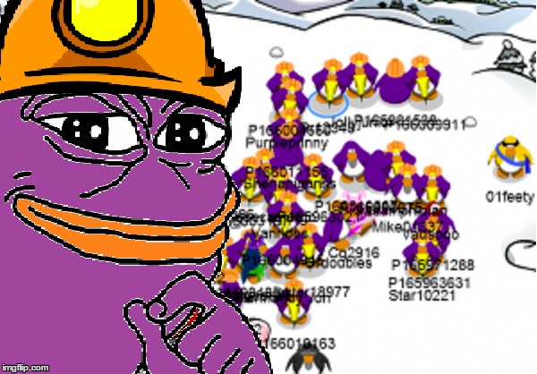 Purple Pepes are Superior  | image tagged in pepe,pepe the frog,club penguin,4chan | made w/ Imgflip meme maker