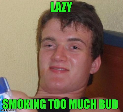 10 Guy Meme | LAZY SMOKING TOO MUCH BUD | image tagged in memes,10 guy | made w/ Imgflip meme maker