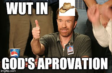 ready 4 lief | WUT IN; GOD'S APROVATION | image tagged in memes,chuck norris approves,chuck norris,funny,funny memes,funny meme | made w/ Imgflip meme maker