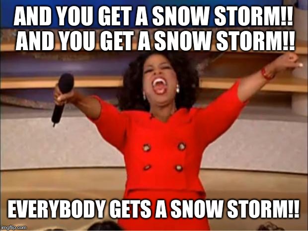 Oprah You Get A Meme | AND YOU GET A SNOW STORM!!  AND YOU GET A SNOW STORM!! EVERYBODY GETS A SNOW STORM!! | image tagged in memes,oprah you get a | made w/ Imgflip meme maker