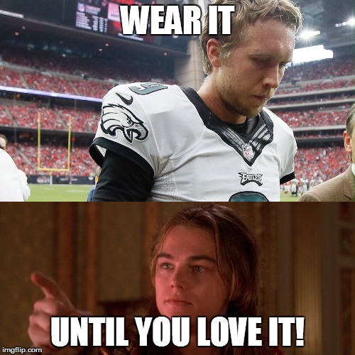 Foles In The Iron Mask | WEAR IT; UNTIL YOU LOVE IT! | image tagged in nfl,philadelphia eagles | made w/ Imgflip meme maker