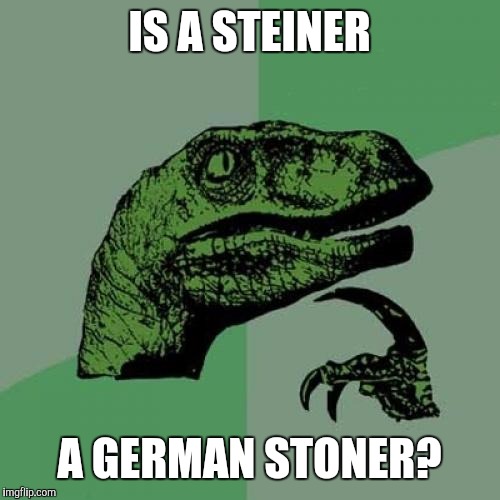 Philosoraptor Meme | IS A STEINER; A GERMAN STONER? | image tagged in memes,philosoraptor | made w/ Imgflip meme maker