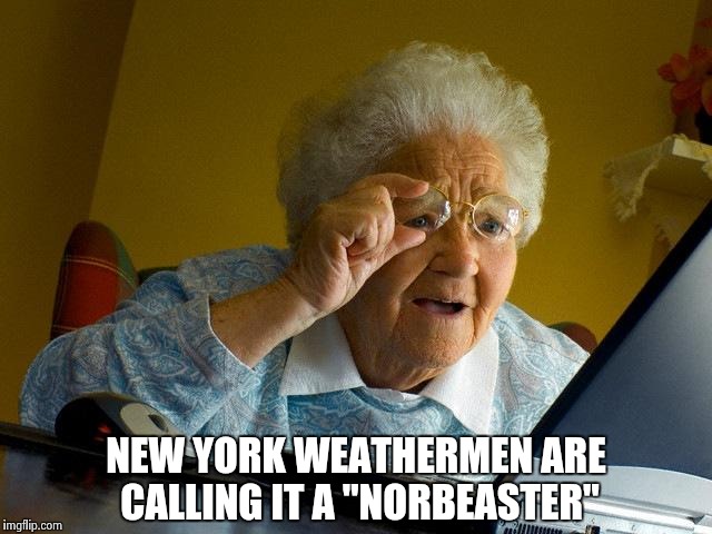 Grandma Finds The Internet Meme | NEW YORK WEATHERMEN ARE CALLING IT A "NORBEASTER" | image tagged in memes,grandma finds the internet | made w/ Imgflip meme maker