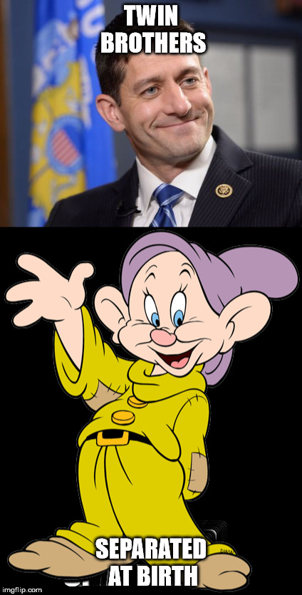 twins | TWIN BROTHERS; SEPARATED AT BIRTH | image tagged in paul ryan,dopey,disney | made w/ Imgflip meme maker