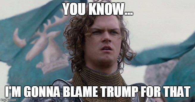 Finn Jones Blaming Trump | YOU KNOW... I'M GONNA BLAME TRUMP FOR THAT | image tagged in finn jones,donald trump | made w/ Imgflip meme maker