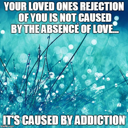 YOUR LOVED ONES REJECTION OF YOU IS NOT CAUSED BY THE ABSENCE OF LOVE... IT'S CAUSED BY ADDICTION | image tagged in addiction | made w/ Imgflip meme maker