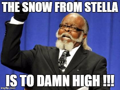 Too Damn High | THE SNOW FROM STELLA; IS TO DAMN HIGH !!! | image tagged in memes,too damn high | made w/ Imgflip meme maker