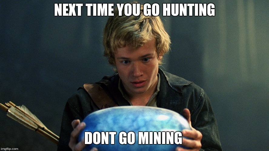 eragon | NEXT TIME YOU GO HUNTING; DONT GO MINING | image tagged in eragon | made w/ Imgflip meme maker