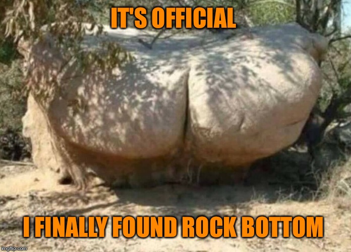 I always heard I would reach rock bottom some day.  | IT'S OFFICIAL; I FINALLY FOUND ROCK BOTTOM | image tagged in lynch1979,memes,lol | made w/ Imgflip meme maker