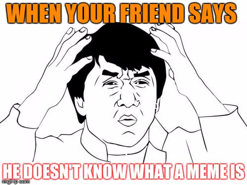 Wtf..This is actually true | WHEN YOUR FRIEND SAYS; HE DOESN'T KNOW WHAT A MEME IS | image tagged in memes,jackie chan wtf | made w/ Imgflip meme maker