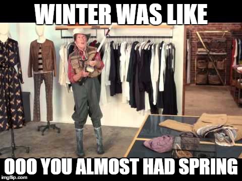 Winter returns | WINTER WAS LIKE; OOO YOU ALMOST HAD SPRING | image tagged in winter,spring,blizzard 2017 | made w/ Imgflip meme maker
