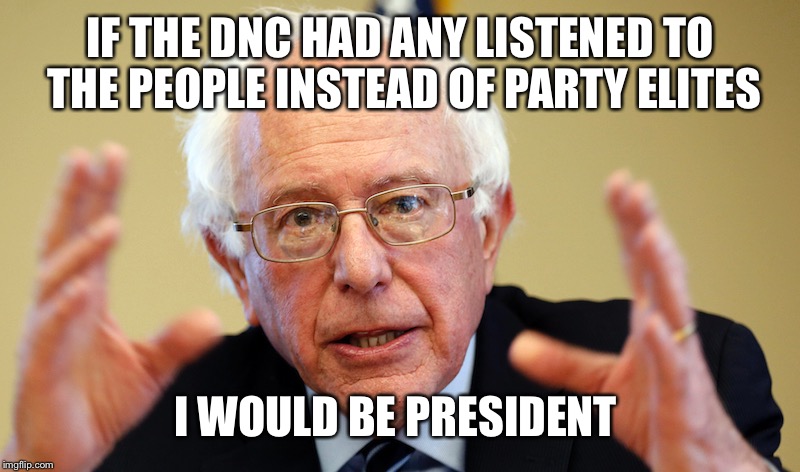 IF THE DNC HAD ANY LISTENED TO THE PEOPLE INSTEAD OF PARTY ELITES I WOULD BE PRESIDENT | made w/ Imgflip meme maker