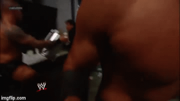 Backstage Madness | image tagged in gifs,funny,ricardo rodriguez,randy orton,food fight,alberto del rio | made w/ Imgflip video-to-gif maker